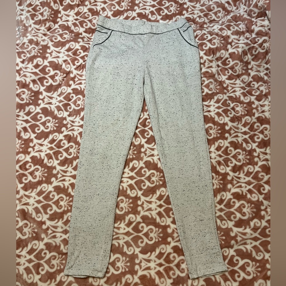 White with black speckles sweatpants